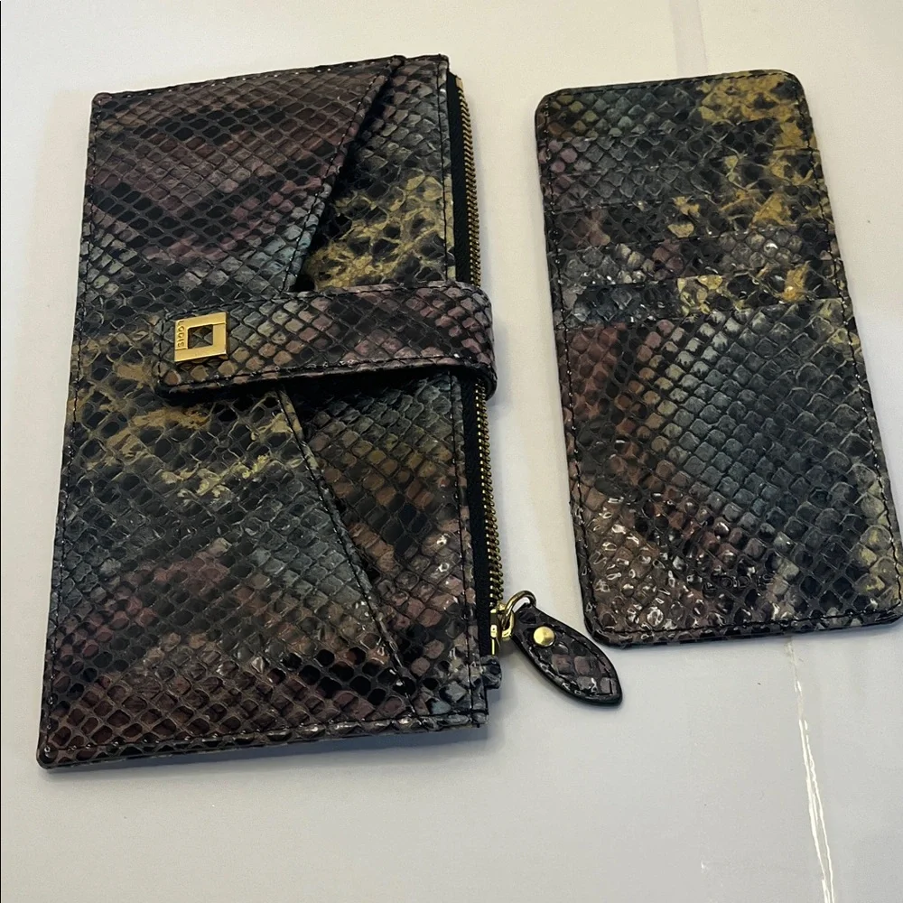New LODIS Wallet Multi Credit Card Holder Reptile Leather Luxury Chic